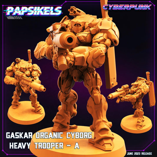 3D Printed Papsikels June 2023 Cyberpunk Gaskar Organic Cyborg Heavy Trooper Set 28mm 32mm - 3D Printing Boss