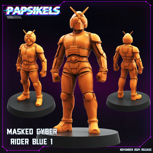 3D Printed Papsikels Masked Cyber Rider Blue Nov 2024 Cyberpunk 28mm 32mm - 3D Printing Boss
