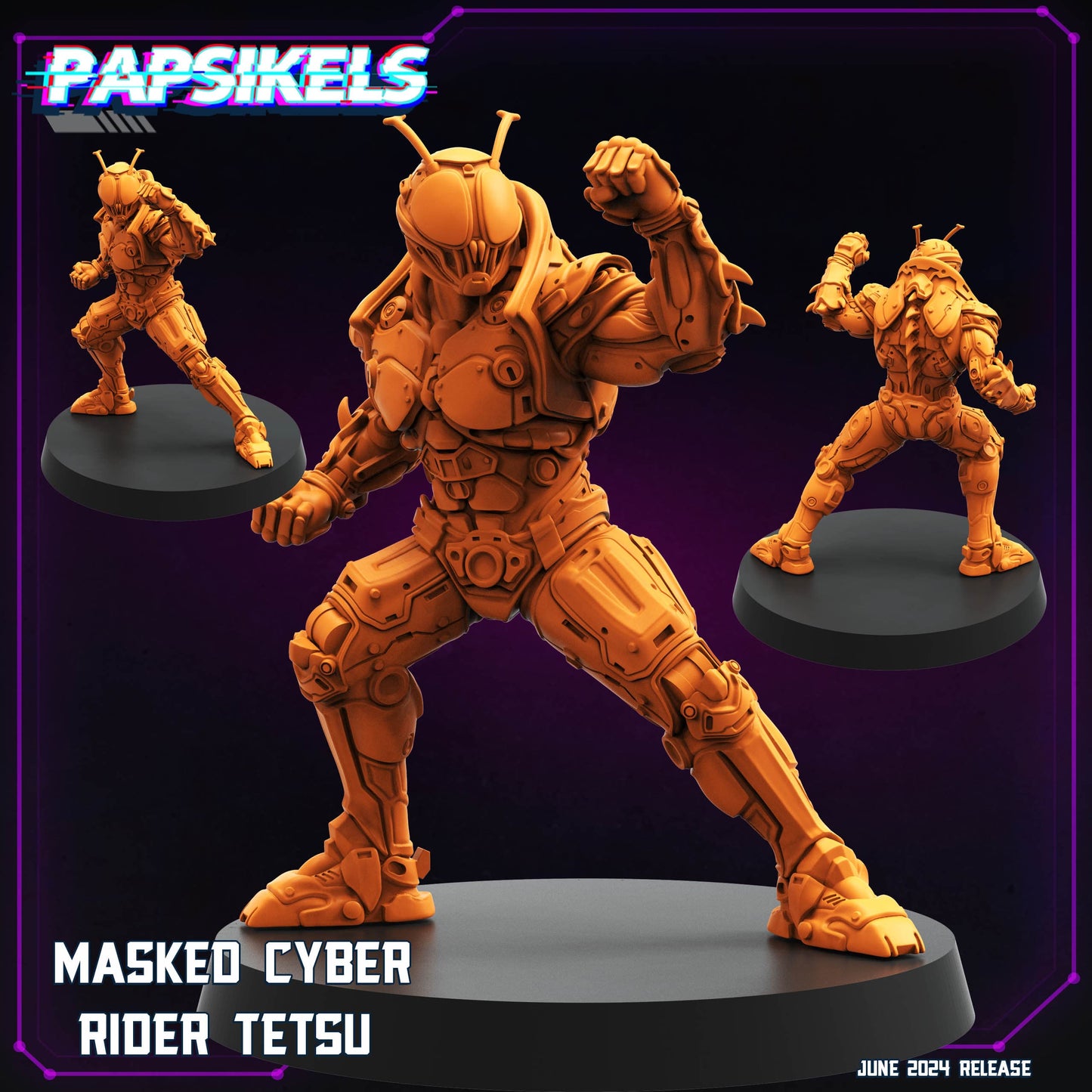 3D Printed Papsikels Masked Cyber Rider Tetsu Set JUNE 2024 TRIBES - CYBERPUNK 28mm 32mm - 3D Printing Boss