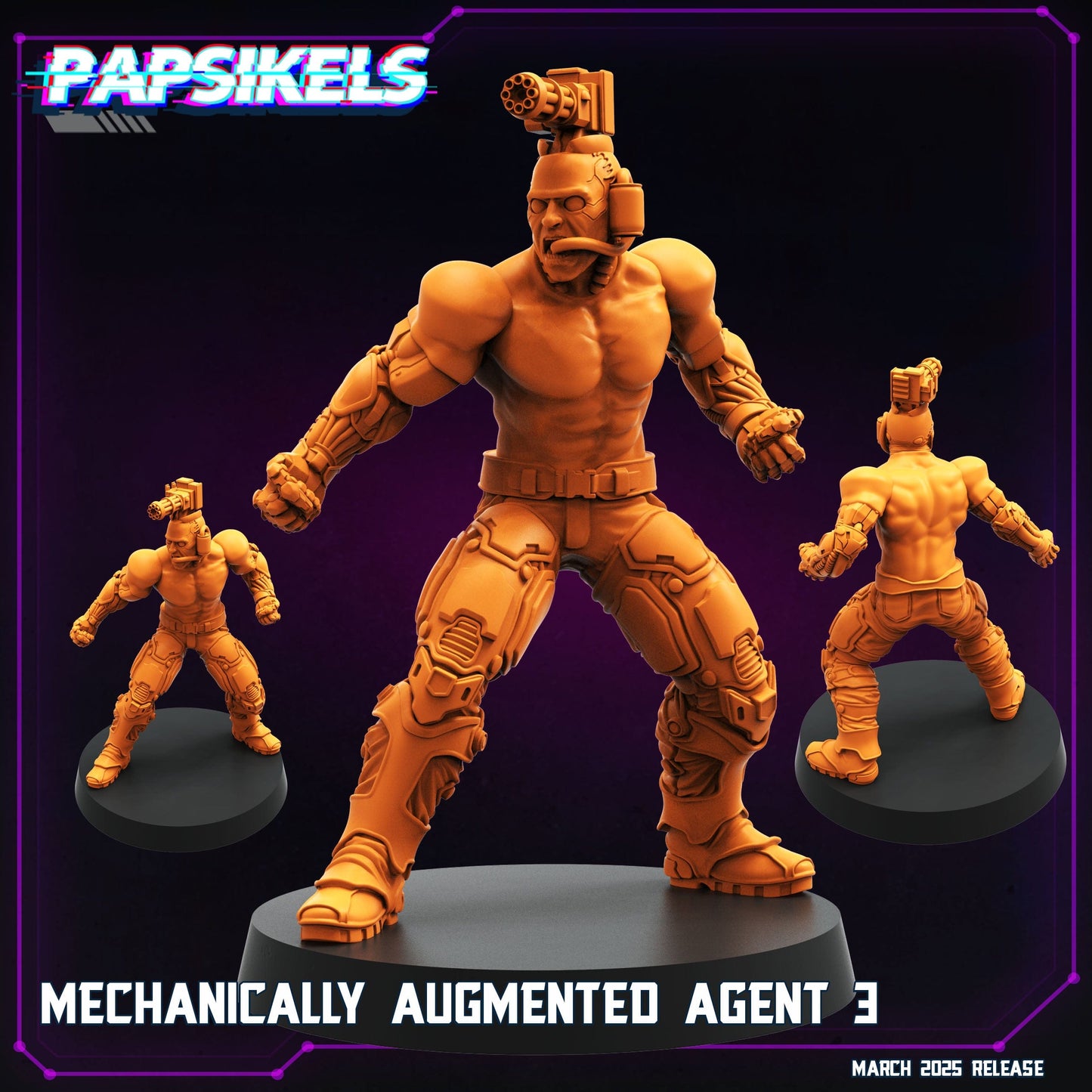 3D Printed Papsikels Mechanically Augmented Agent MARCH 2025 CYBERPUNK 28mm 32mm - 3D Printing Boss