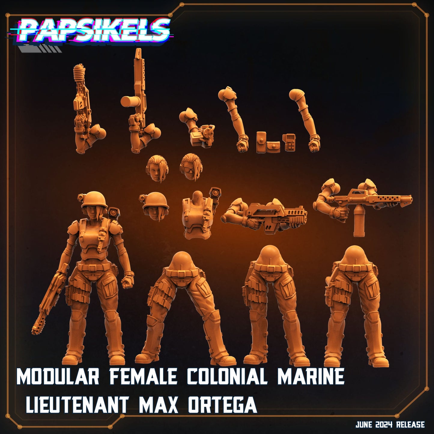 3D Printed Papsikels Modular Female Colonial Marine Lieutenant Max Ortega JUNE 2024 SCIFI 28mm 32mm - 3D Printing Boss