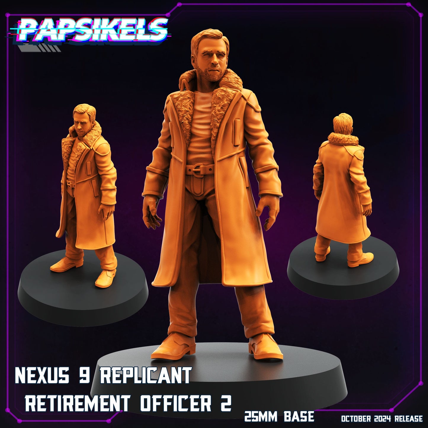 3D Printed Papsikels Nexus 9 Replicant Retirement Officer Set October 2024 Cyberpunk 28mm 32mm - 3D Printing Boss