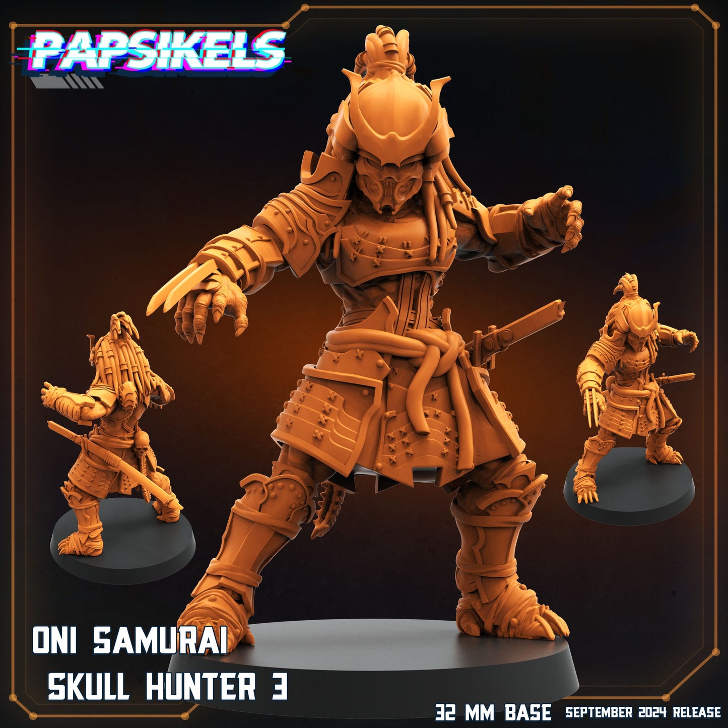 3D Printed Papsikels Oni Samurai Skull Hunter Set SEPTEMBER 2024 SCIFI 28mm 32mm - 3D Printing Boss