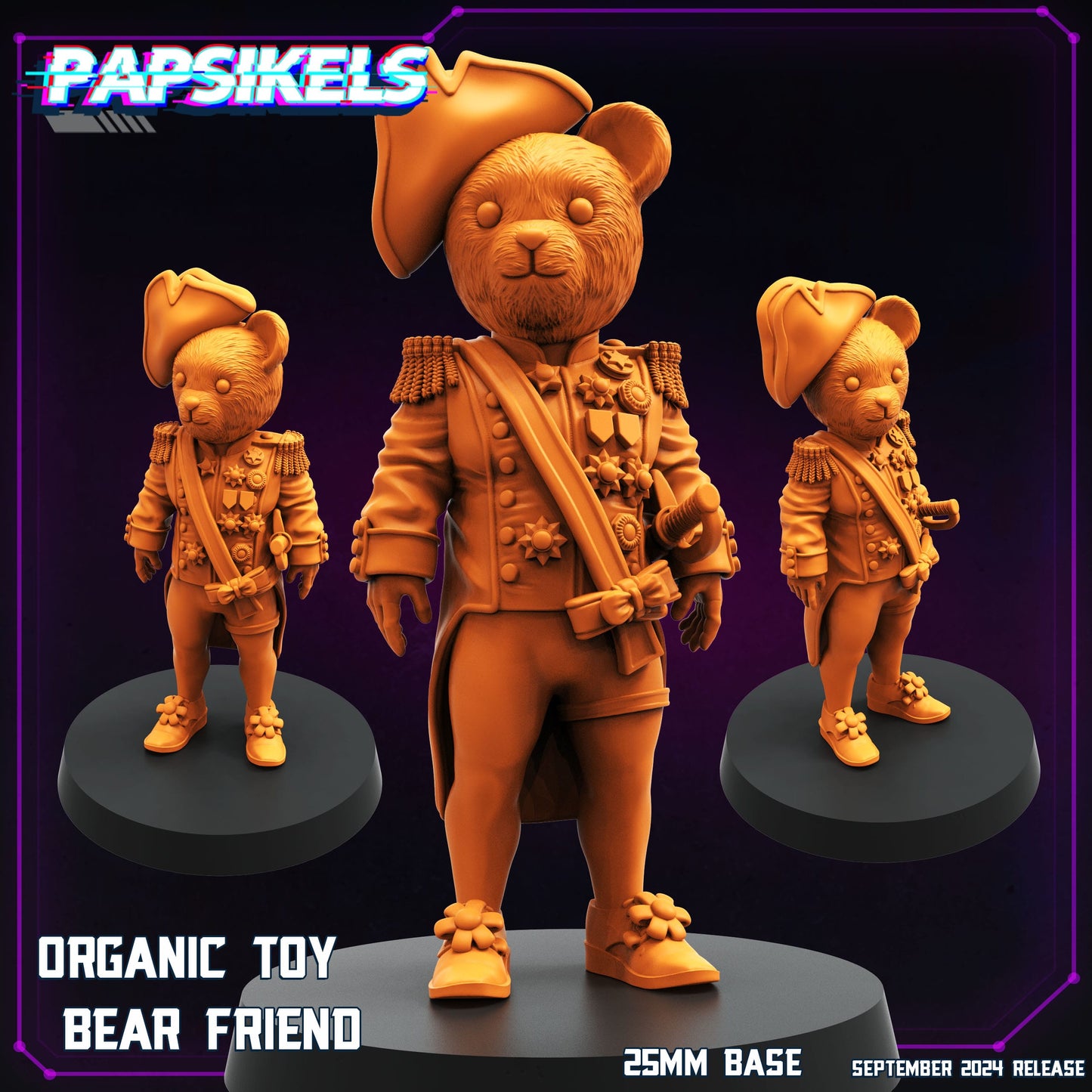 3D Printed Papsikels Organic Toy Bear Friend Set SEPTEMBER 2024 CYBERPUNK 28mm 32mm - 3D Printing Boss