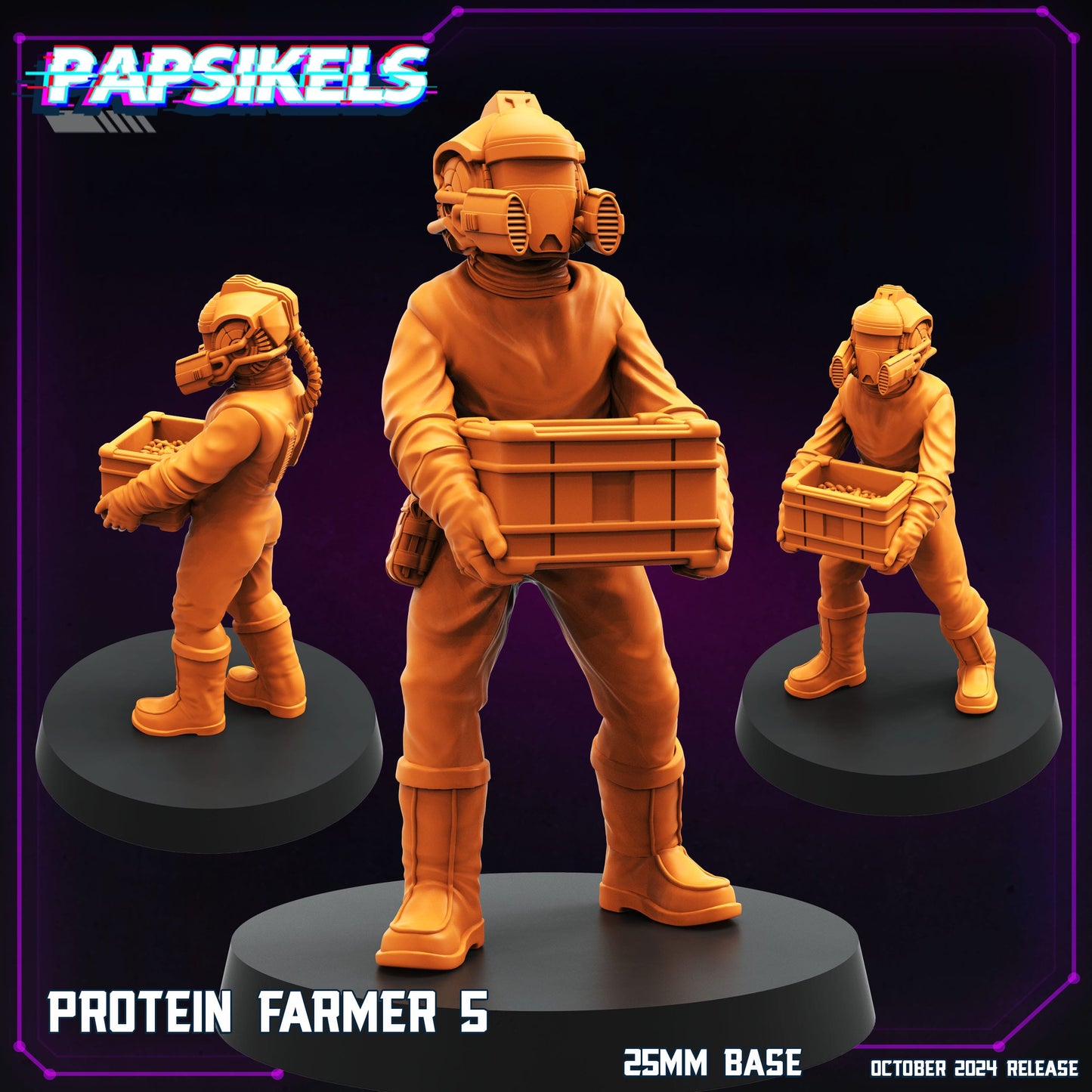 3D Printed Papsikels Protein Farmer Set October 2024 Cyberpunk 28mm 32mm - 3D Printing Boss