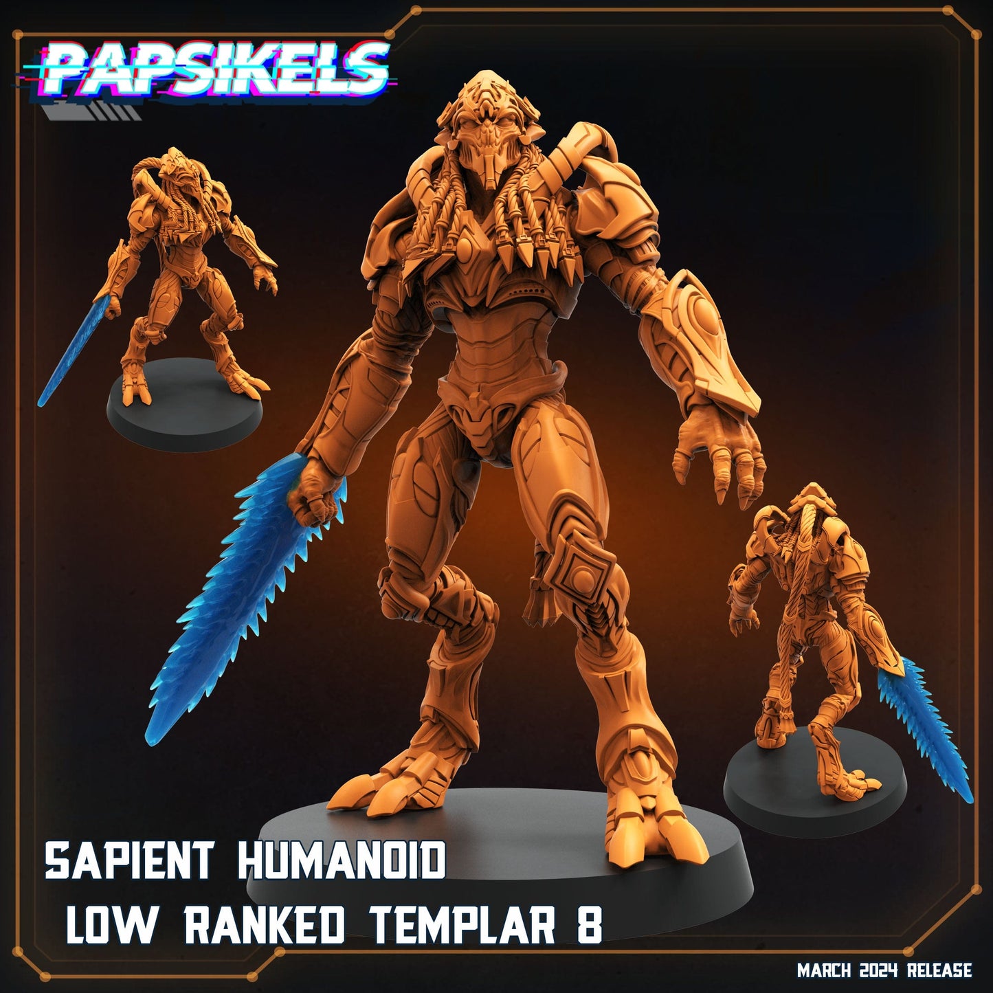 3D Printed Papsikels Sapient Humanoid Low Ranked Templars MARCH 2025 CYBERPUNK 28mm 32mm - 3D Printing Boss