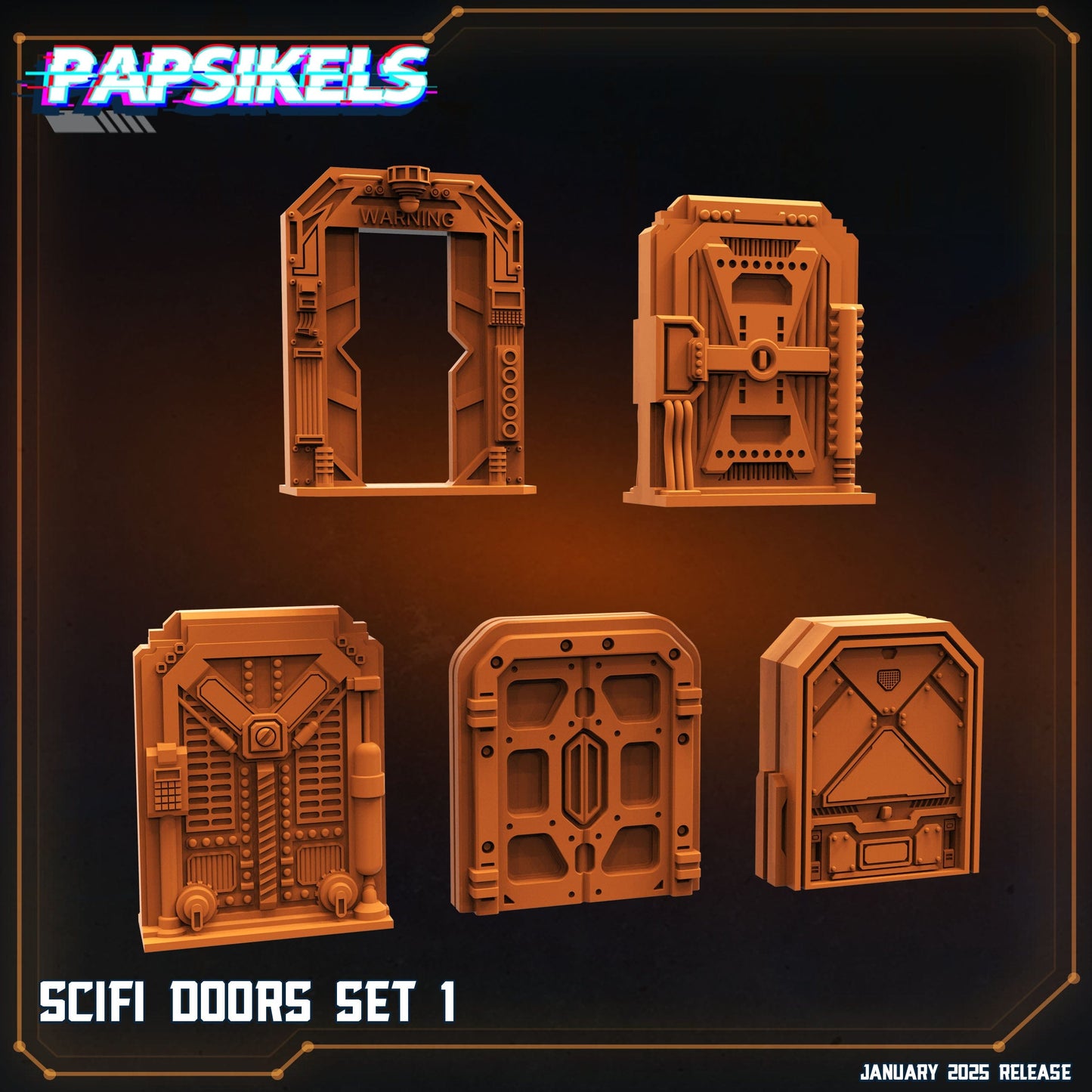 3D Printed Papsikels Scifi Doors Set 1 January 2025 - Scifi 28mm 32mm - 3D Printing Boss