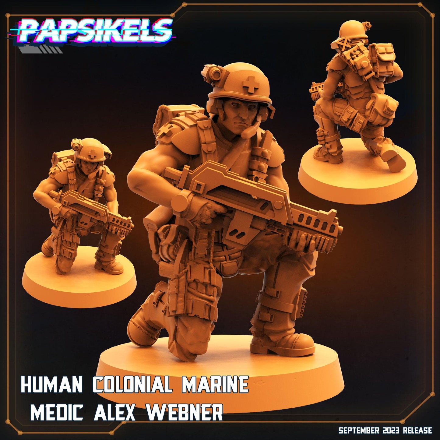 3D Printed Papsikels September 2023 - Aliens Vs Humans 6 Human Colonial Mariner 28mm 32mm - 3D Printing Boss