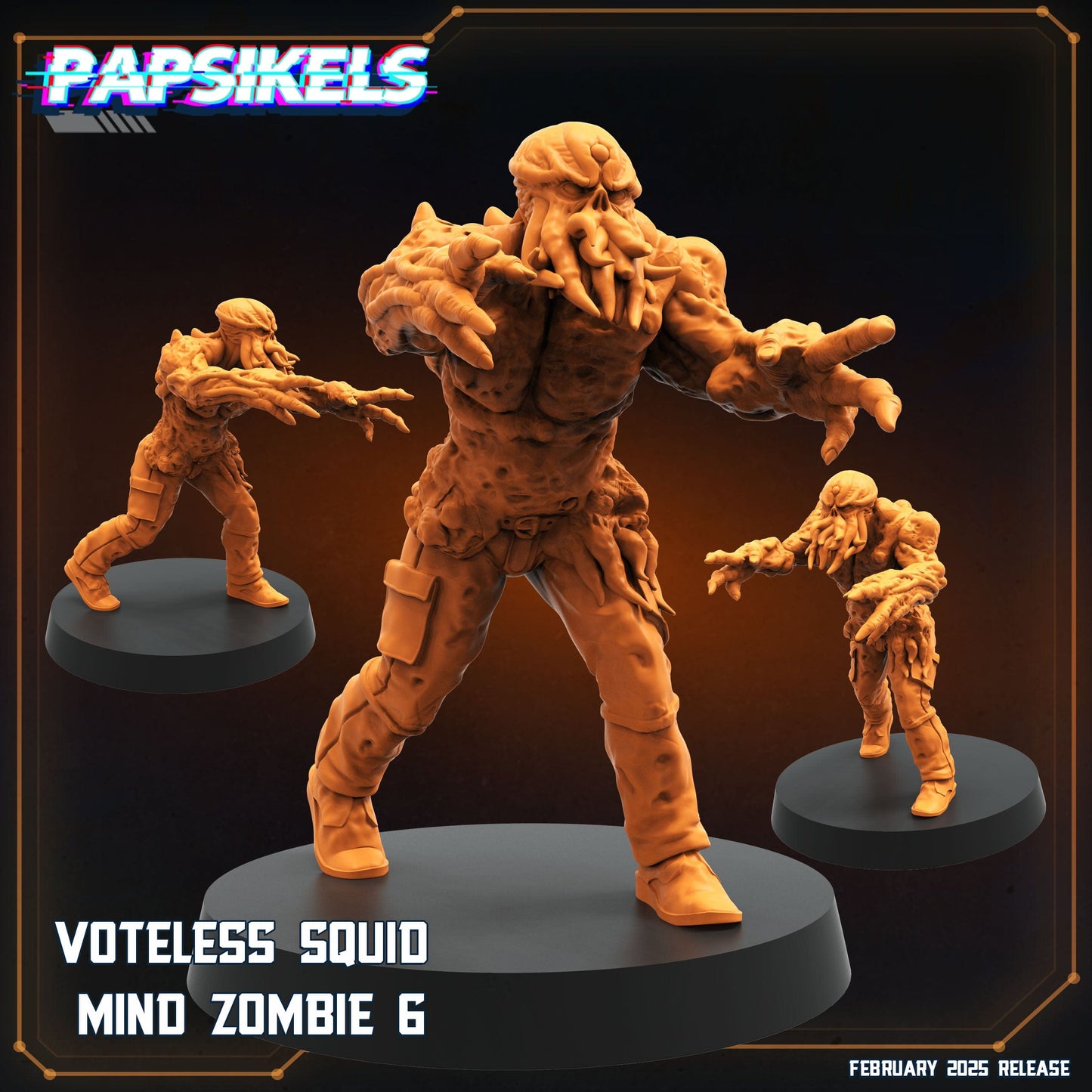 3D Printed Papsikels Voteless Squid Mind Zombie Set February 2025 Scifi 28mm 32mm - 3D Printing Boss