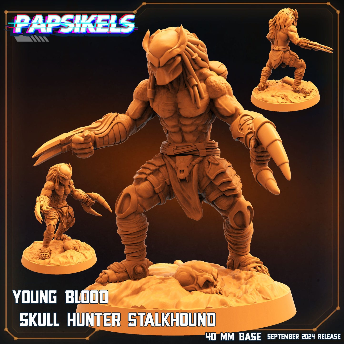 3D Printed Papsikels Young Blood Skull Hunter Stalkhound SEPTEMBER 2024 SCIFI 28mm 32mm - 3D Printing Boss
