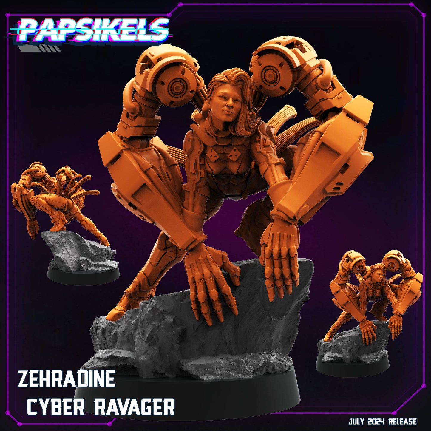 3D Printed Papsikels Zehradine Cyber Ravager July 2024 Cyberpunk 28mm 32mm - 3D Printing Boss