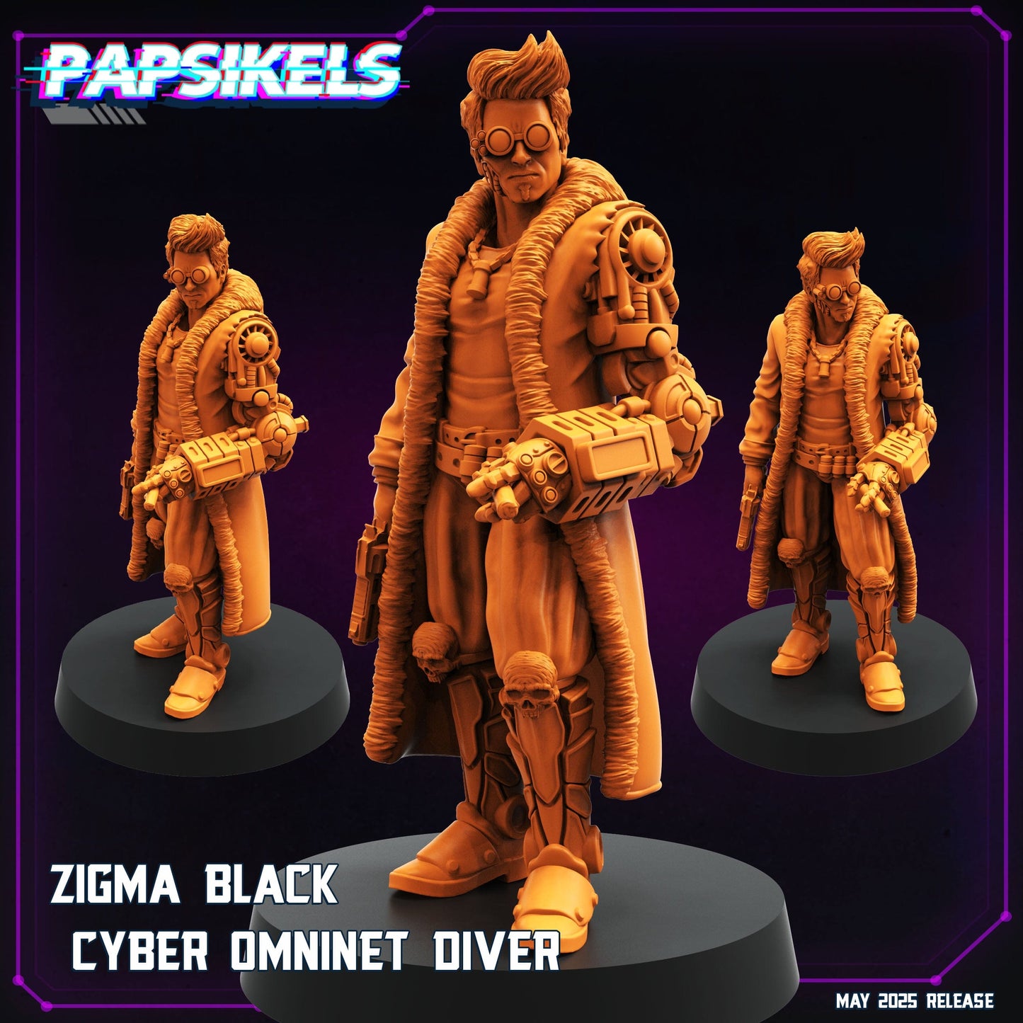 3D Printed Papsikels Zigma Black Cyber Omninet Diver May 2025 Cyberpunk Set 28mm 32mm - 3D Printing Boss