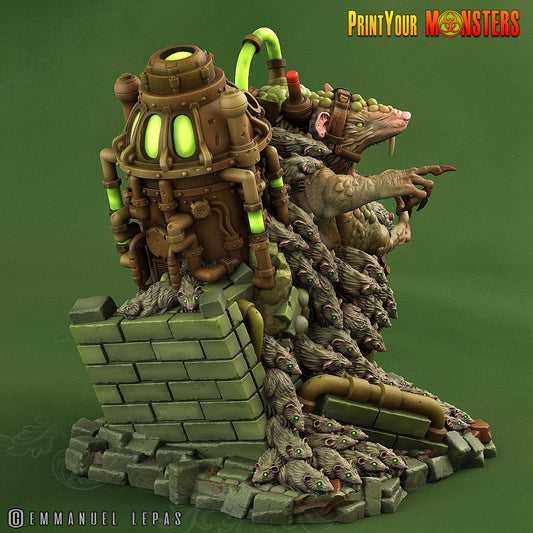 3D Printed Print Your Monsters The Toxic Double Headed Rat King The Toxic Rats Domination Set 28mm - 32mm D&D Wargaming - 3D Printing Boss