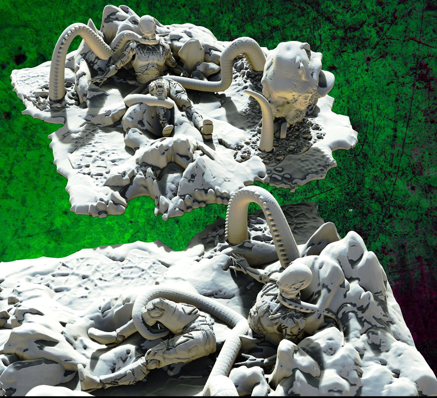 3D Printed SAWANT3D Abandoned Base of Space Elves - Elf Fighting a Monster 28 32mm D&D - 3D Printing Boss