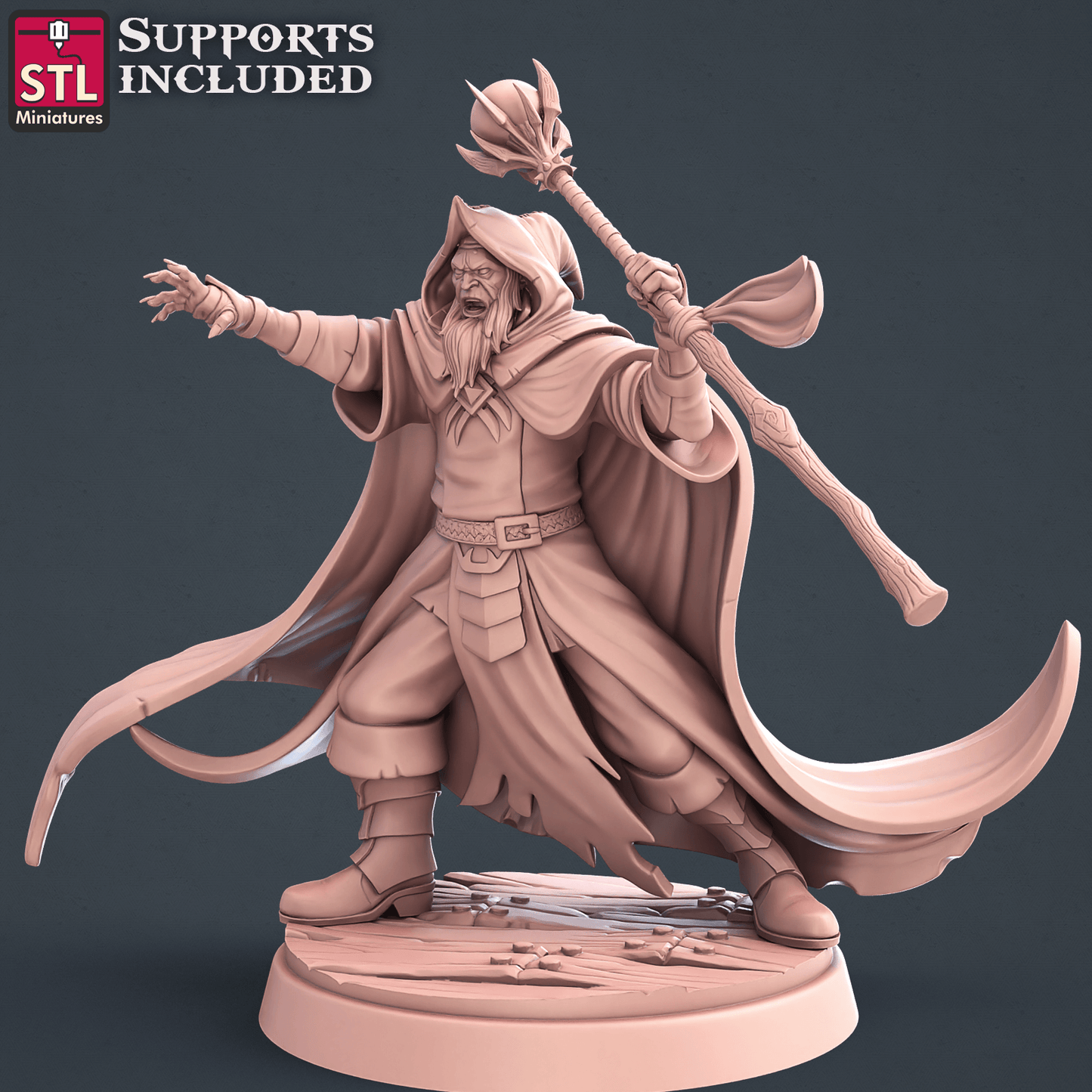 3D Printed STL Miniatures Alguien Dark Wizard 28 - 32mm War Gaming D&D - 3D Printing Boss