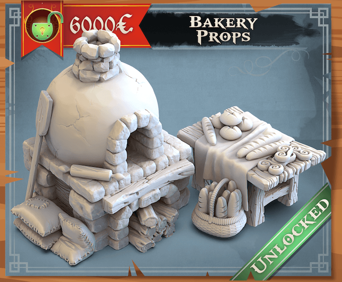 3D Printed STL Miniatures Bakery Props 28 - 32mm War Gaming D&D - 3D Printing Boss