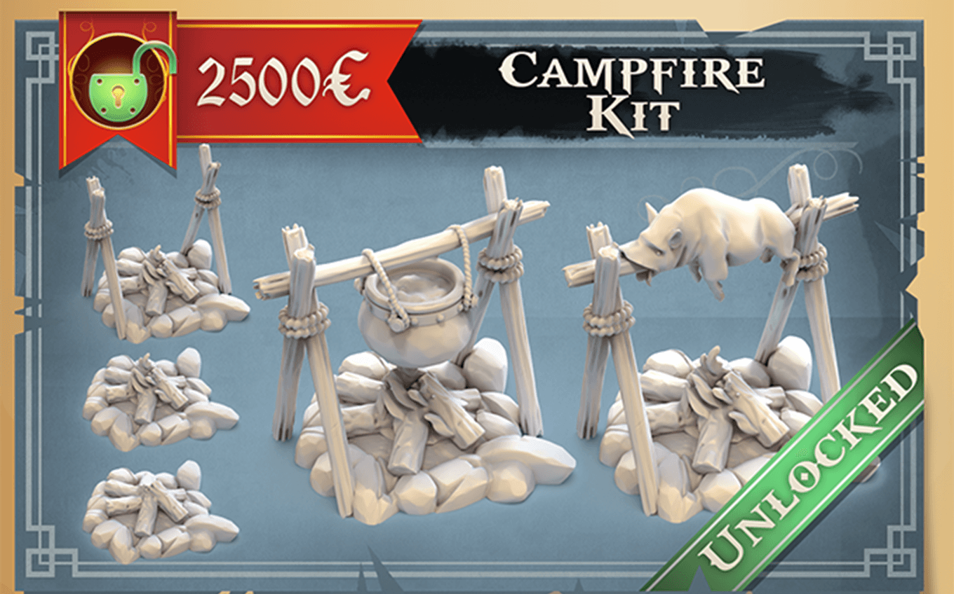 3D Printed STL Miniatures Campfire Kit 28 - 32mm War Gaming D&D - 3D Printing Boss