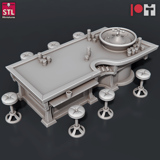 3D Printed STL Miniatures Casino 28 - 32mm War Gaming D&D - 3D Printing Boss