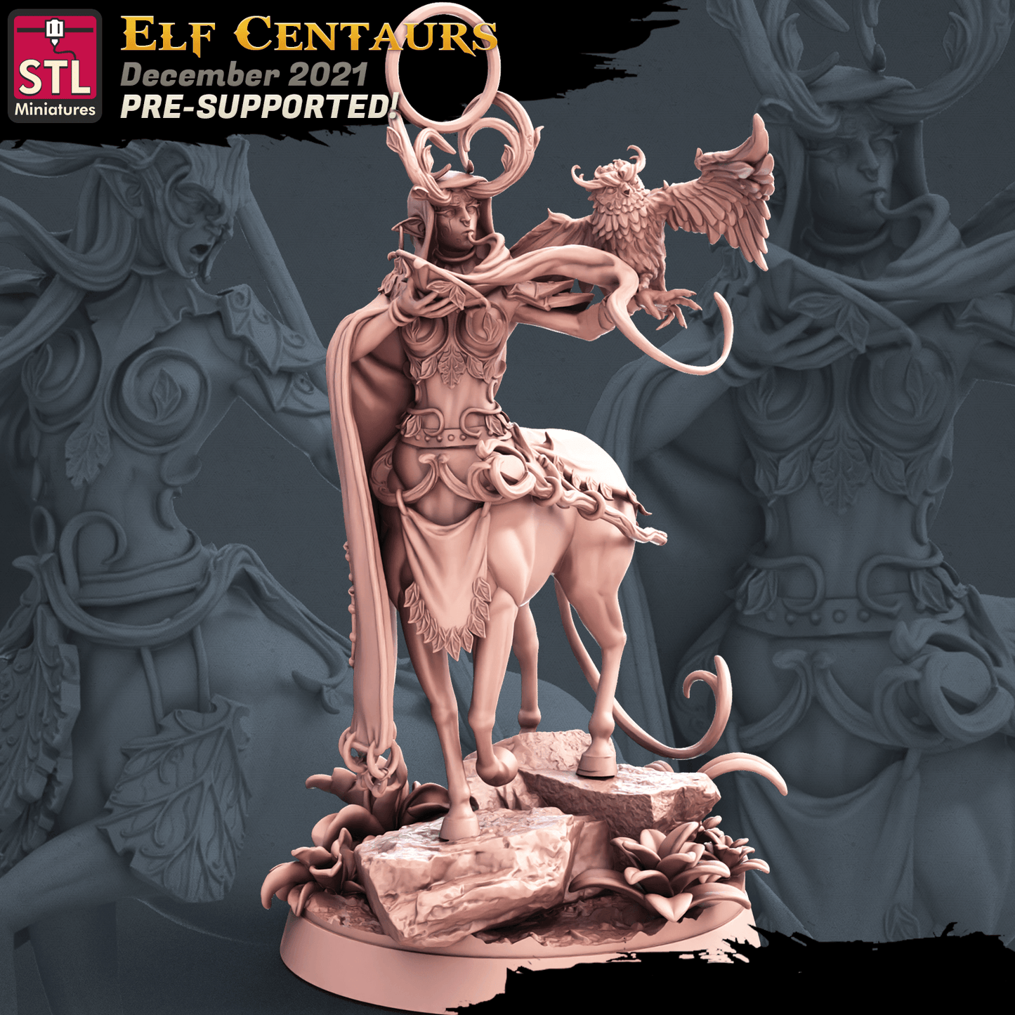 3D Printed STL Miniatures Elf Centaurs Set 28 - 32mm War Gaming D&D - 3D Printing Boss