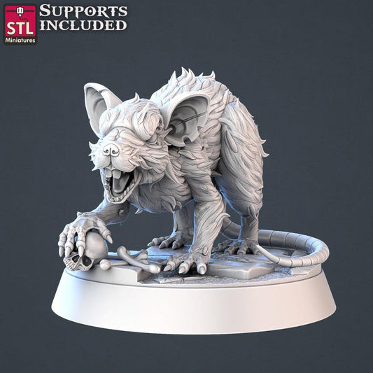3D Printed STL Miniatures Giant Rats | 28 - 32mm War Gaming D&D - 3D Printing Boss
