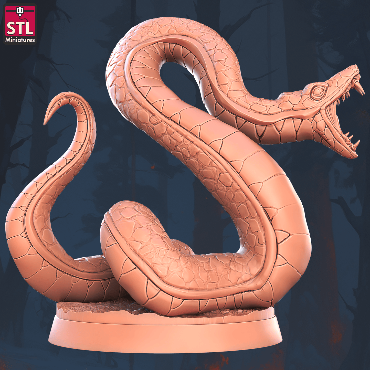 3D Printed STL Miniatures Giant Snake Set 28 - 32mm War Gaming D&D - 3D Printing Boss