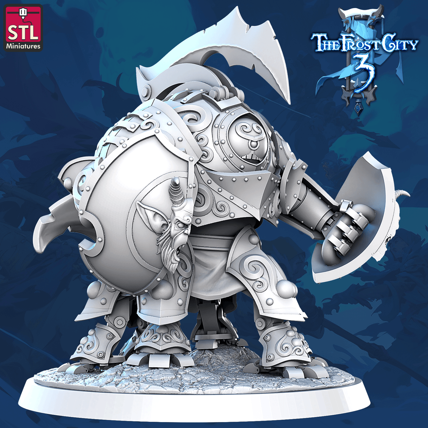 3D Printed STL Miniatures Guardian Construct Core Characters The Frost City 3 28 - 32mm War Gaming D&D - 3D Printing Boss