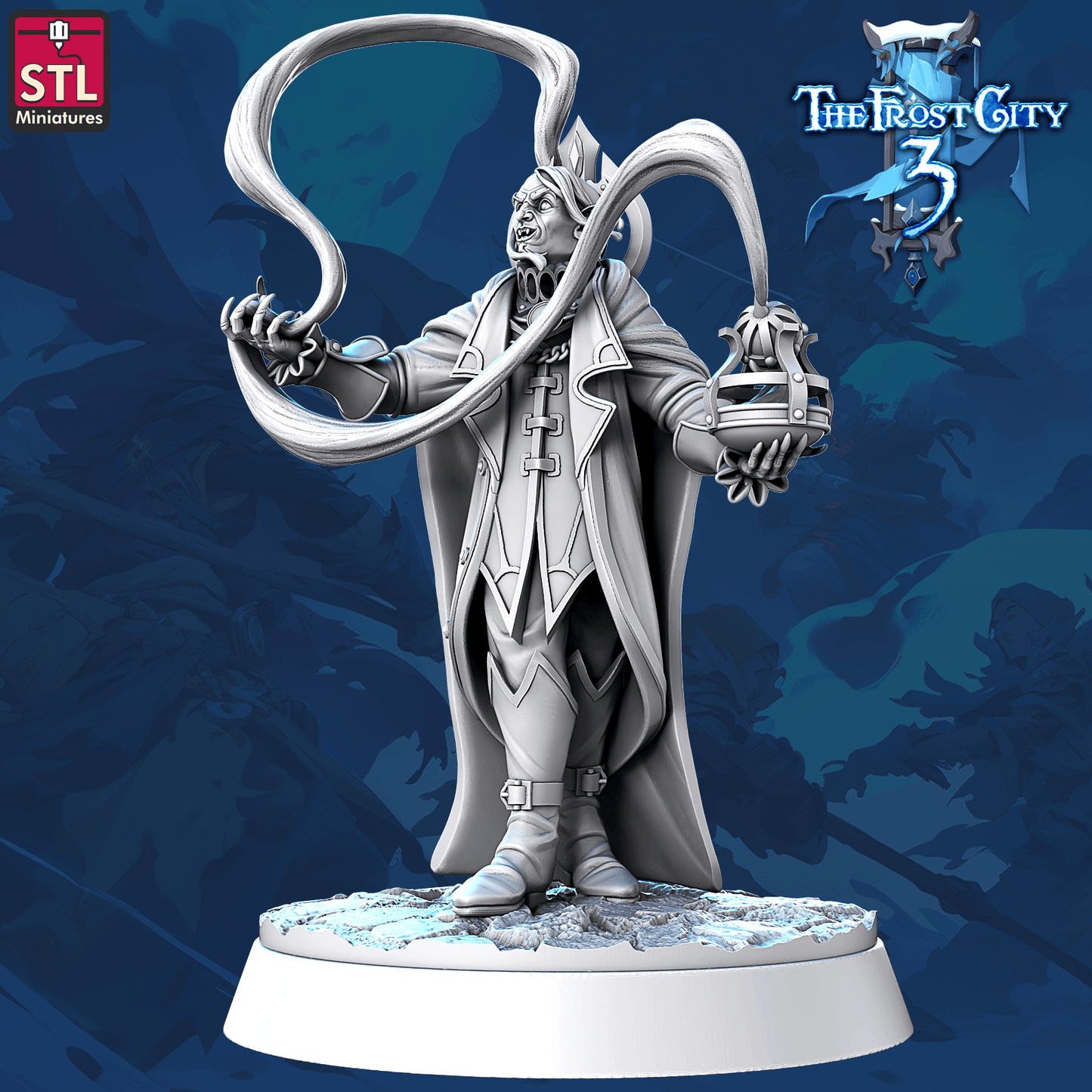 3D Printed STL Miniatures Mages Set Core Characters The Frost City 3 28 - 32mm War Gaming D&D - 3D Printing Boss
