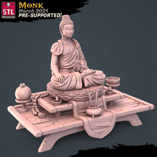 3D Printed STL Miniatures Monk Set 28 - 32mm War Gaming D&D - 3D Printing Boss