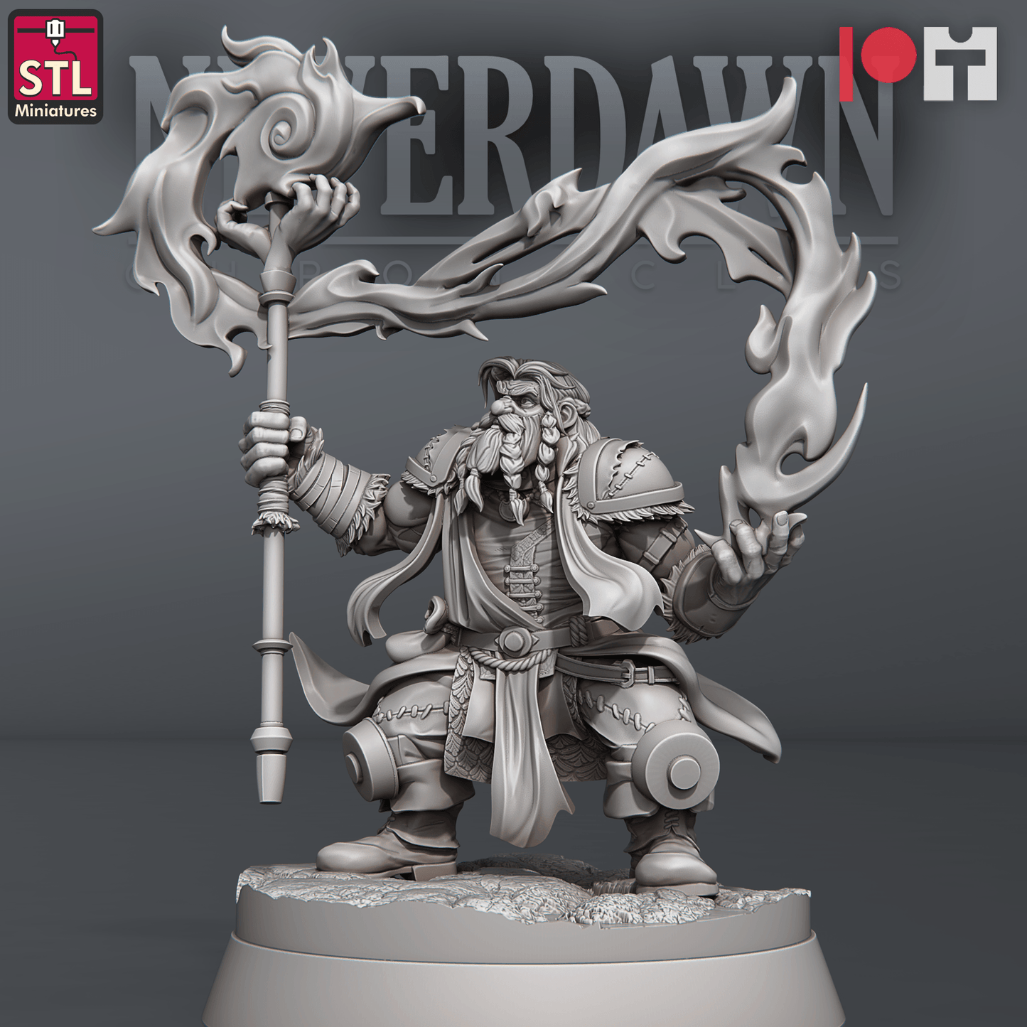 3D Printed STL Miniatures NeverDawn Pyromancers Set 28 - 32mm War Gaming D&D - 3D Printing Boss