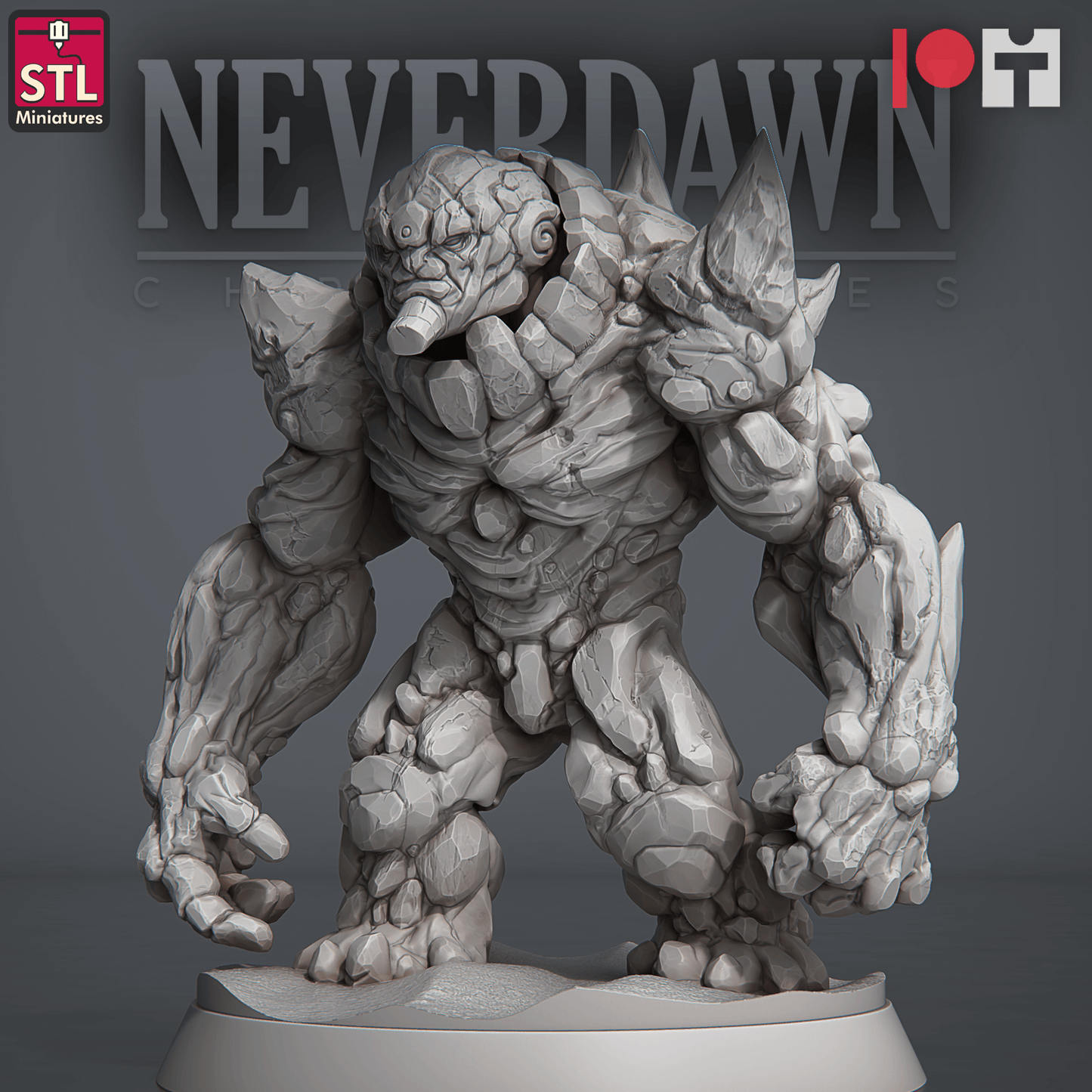 3D Printed STL Miniatures NeverDawn Red Sand Sand Golem 28 - 32mm War Gaming D&D - 3D Printing Boss