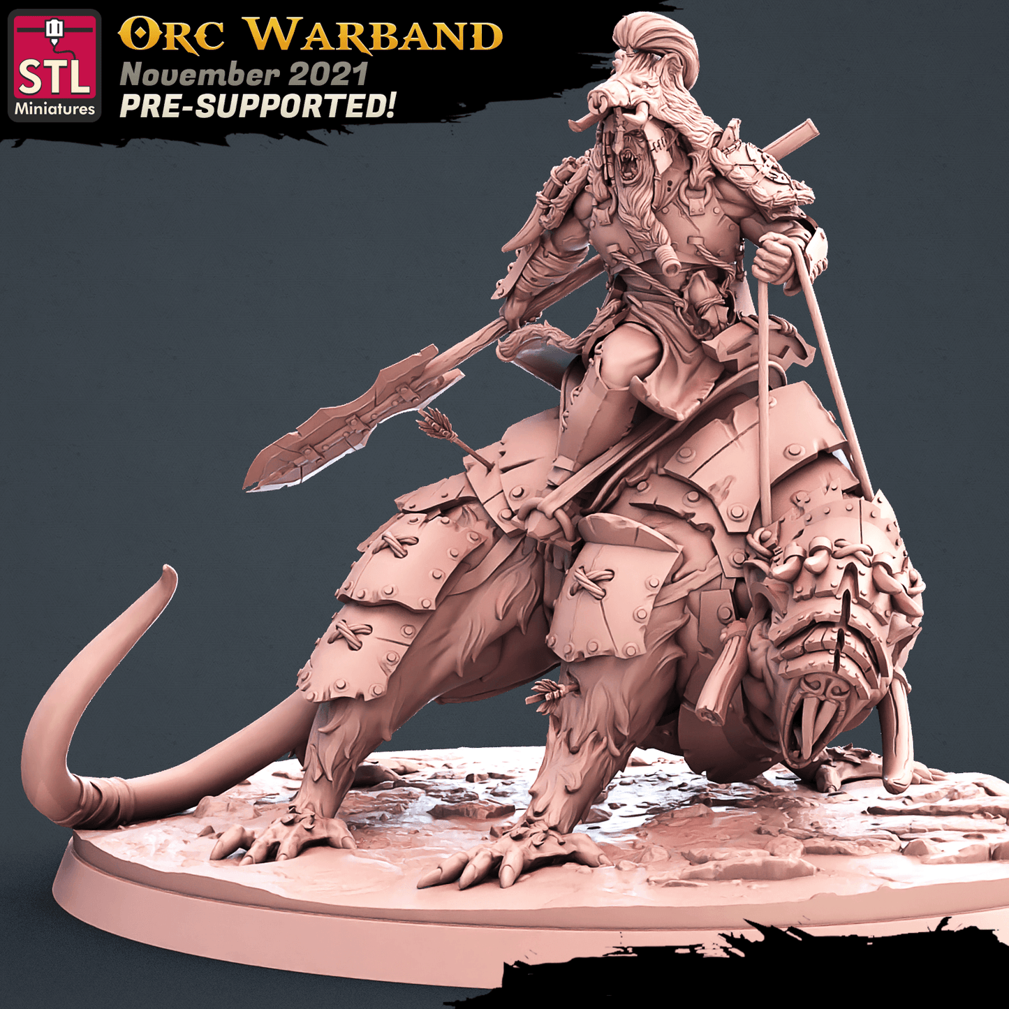 3D Printed STL Miniatures Orc Warband Set 28 - 32mm War Gaming D&D - 3D Printing Boss