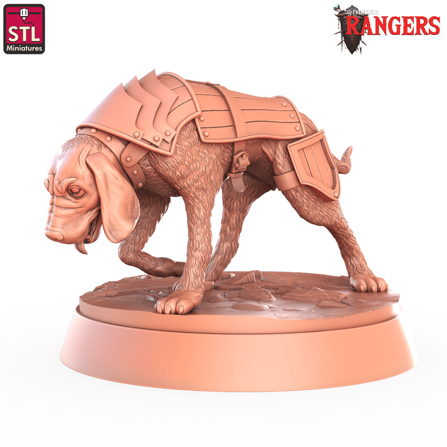 3D Printed STL Miniatures Ranger Hounds Rangers 28 - 32mm War Gaming D&D - 3D Printing Boss