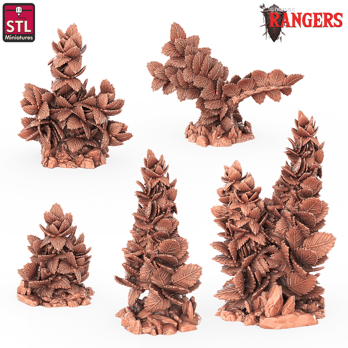 3D Printed STL Miniatures Rangers Bushes Rangers 28 - 32mm War Gaming D&D - 3D Printing Boss