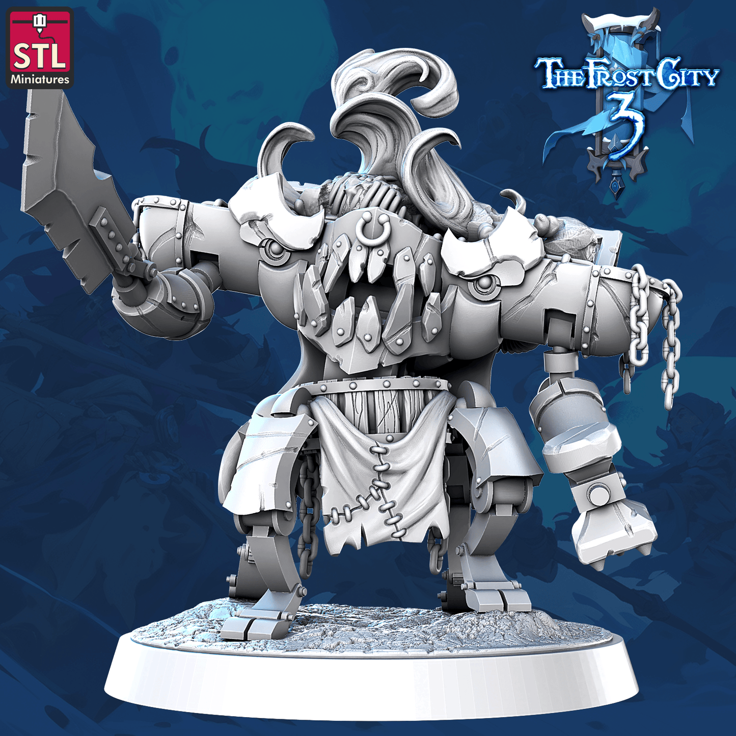3D Printed STL Miniatures Slaughter Large Construct Core Characters The Frost City 3 28 - 32mm War Gaming D&D - 3D Printing Boss