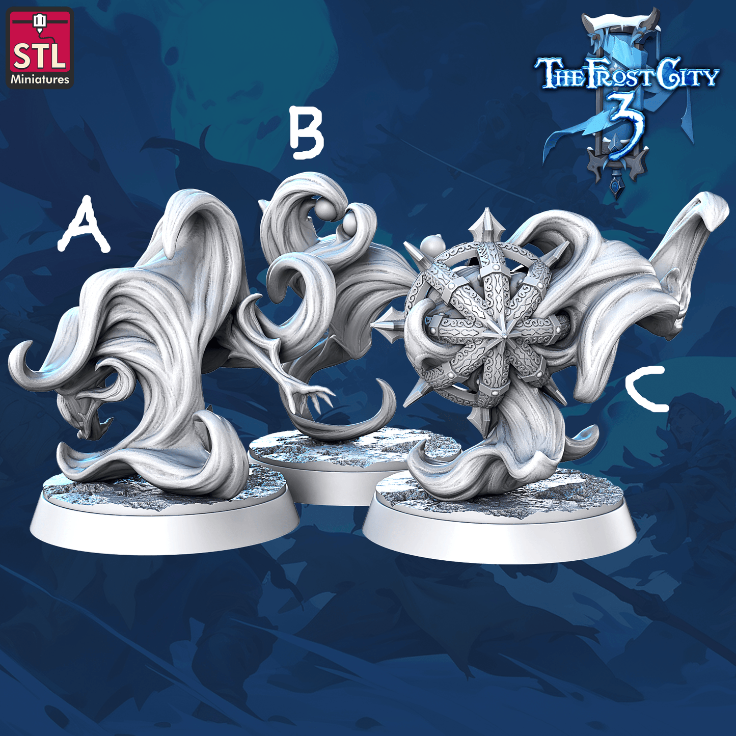 3D Printed STL Miniatures Starfire Elementals Core Characters The Frost City 3 28 - 32mm War Gaming D&D - 3D Printing Boss