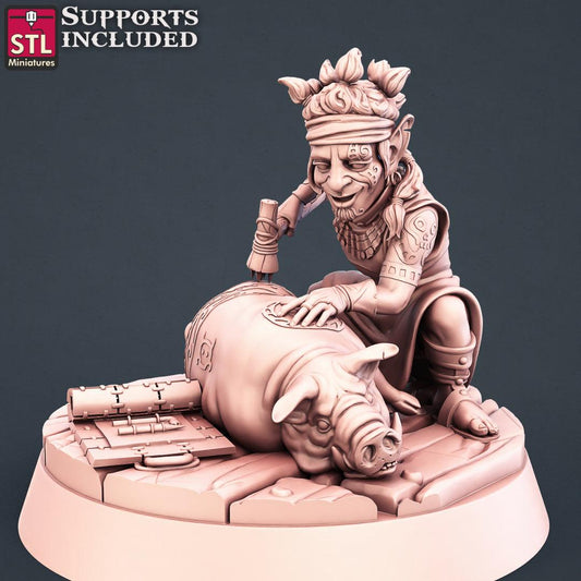 3D Printed STL Miniatures Tattoo Artist Set 28 - 32mm War Gaming D&D - 3D Printing Boss