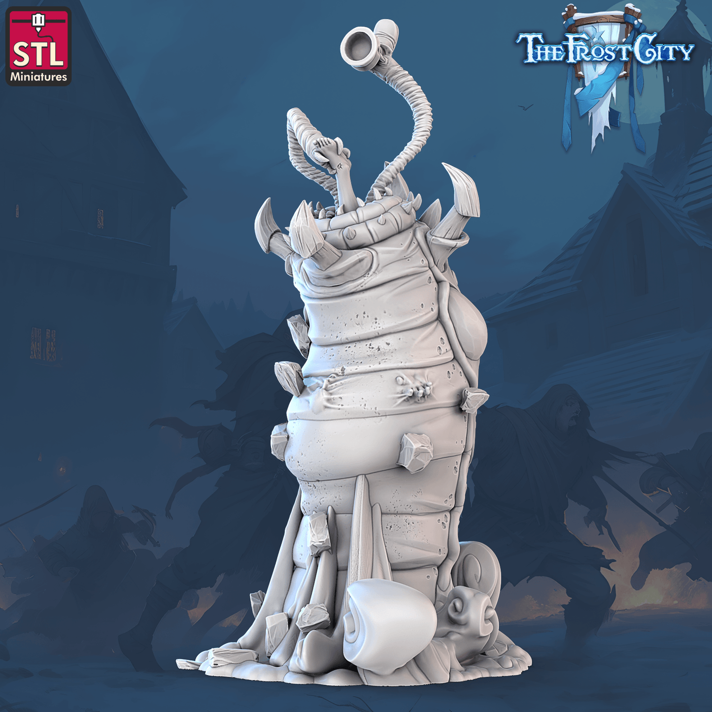 3D Printed STL Miniatures The Frost City Giants Worms 28 - 32mm War Gaming D&D - 3D Printing Boss