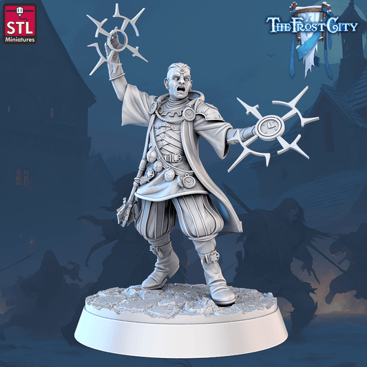 3D Printed STL Miniatures The Frost City Mages 28 - 32mm War Gaming D&D - 3D Printing Boss