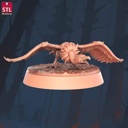 3D Printed STL Miniatures Vultures 28 - 32mm War Gaming D&D - 3D Printing Boss