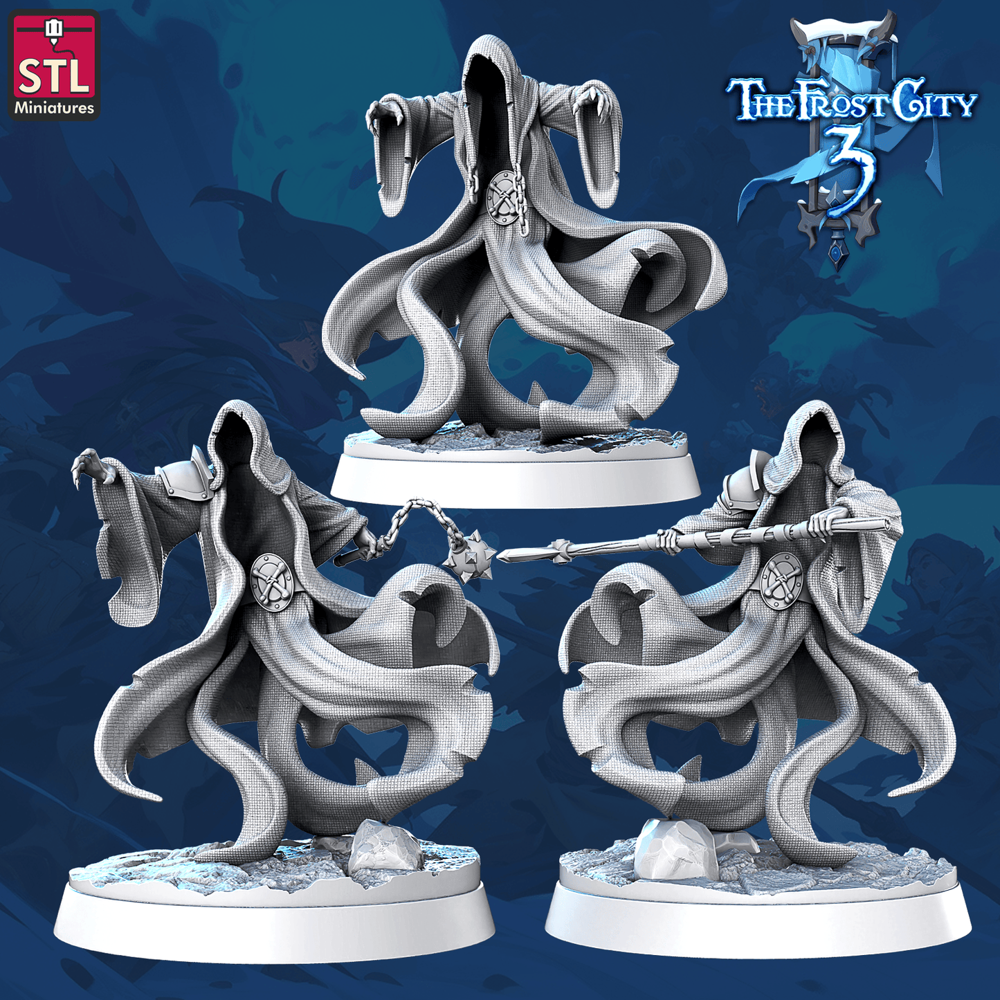 3D Printed STL Miniatures Wraiths Core Characters The Frost City 3 28 - 32mm War Gaming D&D - 3D Printing Boss