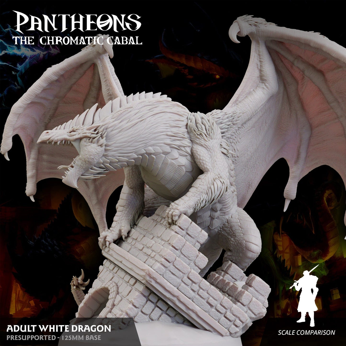 3D Printed Sordane Publishing Adult White Dragon Pantheons The Chromatic Cabal 28 32mm D&D - 3D Printing Boss
