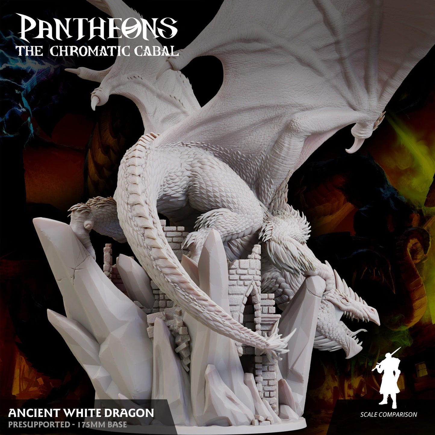 3D Printed Sordane Publishing Ancient White Dragon Pantheons - The Chromatic Cabal 28 32mm D&D - 3D Printing Boss