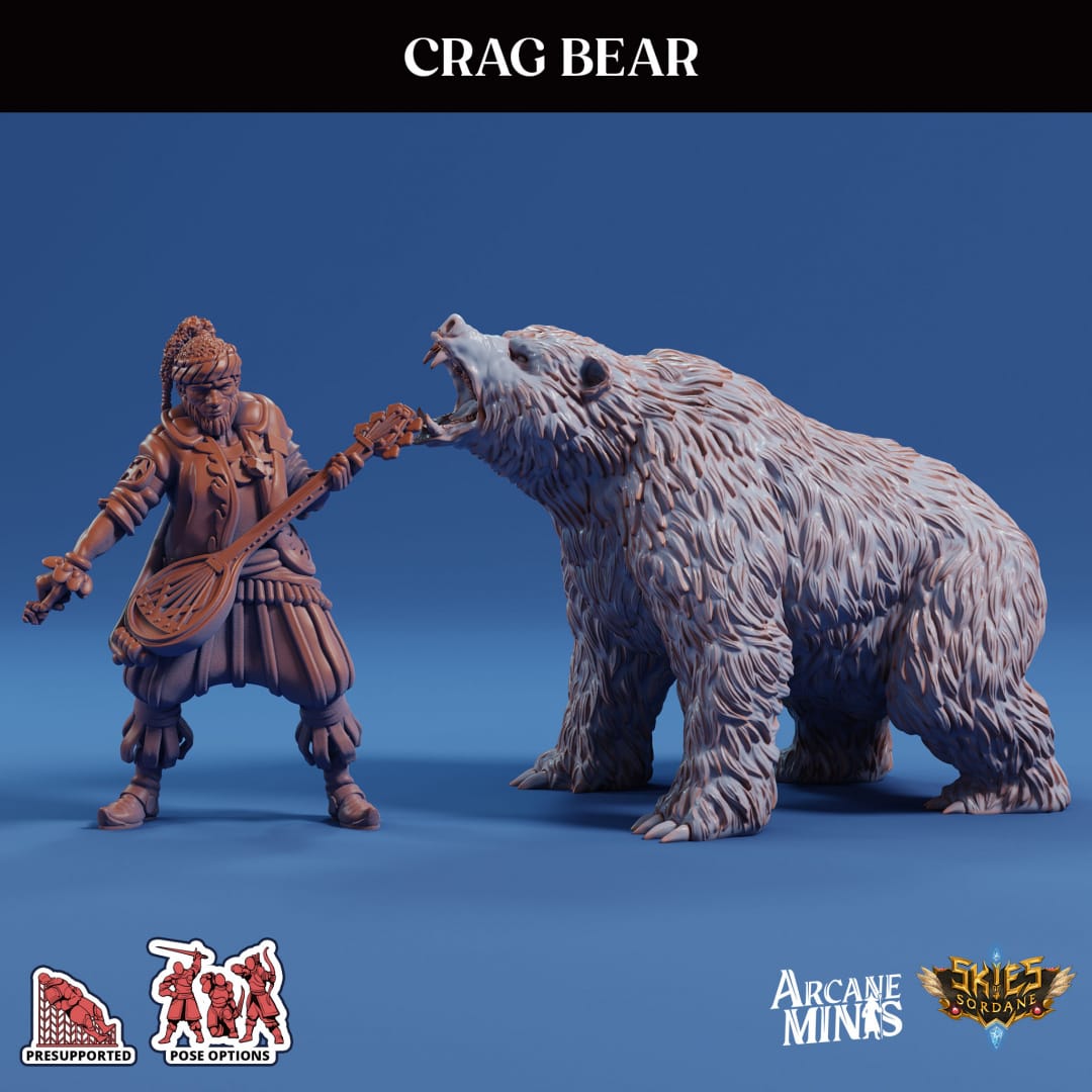 3D Printed Sordane Publishing Arcane Minis Crag Bear Cult of Umiera 28 32mm D&D - 3D Printing Boss