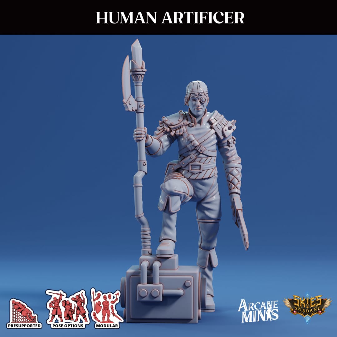 3D Printed Sordane Publishing Arcane Minis Human Artificer Scrapper Pirates Set 28 32mm D&D - 3D Printing Boss