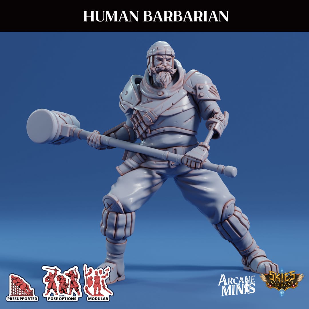 3D Printed Sordane Publishing Arcane Minis Human Barbarian Scrapper Pirates Set 28 32mm D&D - 3D Printing Boss