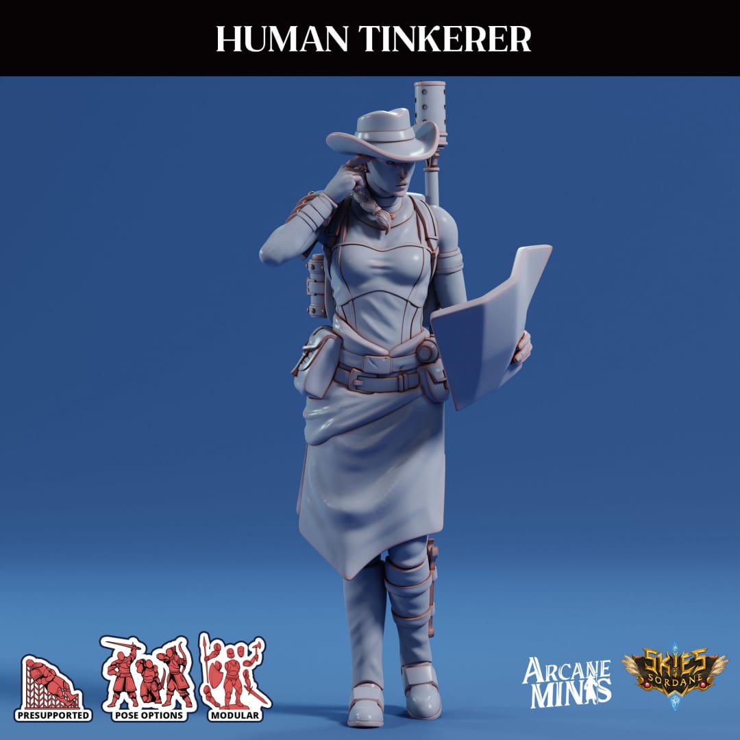 3D Printed Sordane Publishing Arcane Minis Human Tinkerer Scrapper Pirates Set 28 32mm D&D - 3D Printing Boss