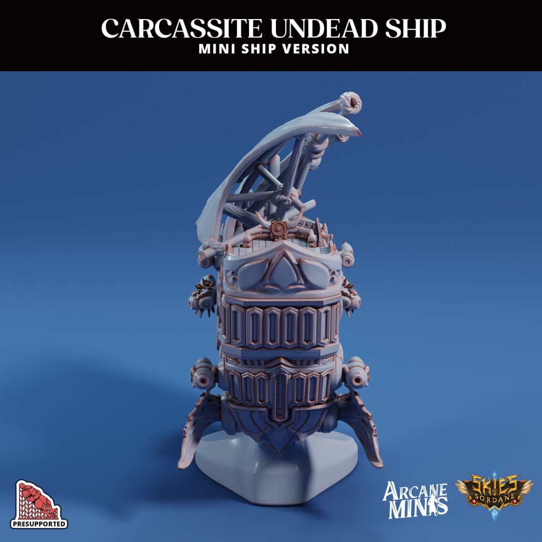 3D Printed Sordane Publishing Arcane Minis Mini Ship - Carcassite Ship 28 32mm D&D - 3D Printing Boss