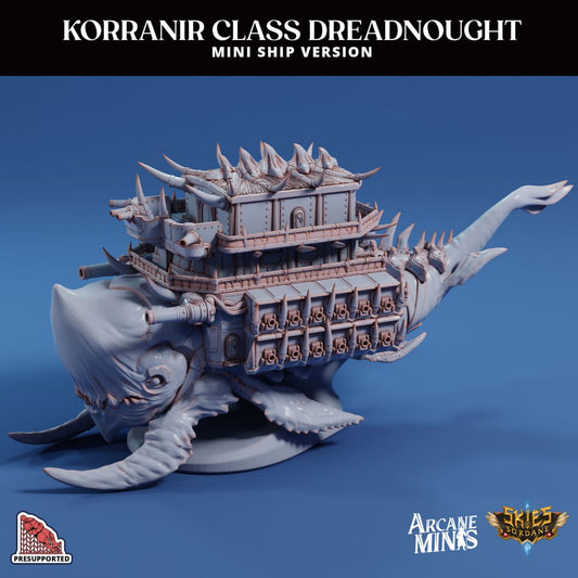 3D Printed Sordane Publishing Arcane Minis Mini Ship - Korranir Class Dreadnought 28 32mm D&D - 3D Printing Boss