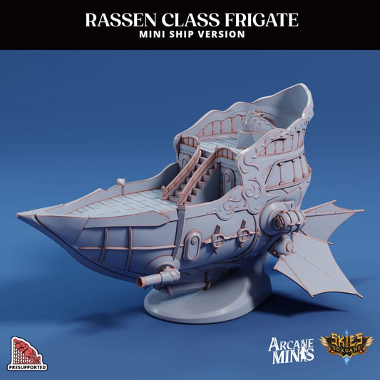 3D Printed Sordane Publishing Arcane Minis Mini Ship - Rassen Assault Frigate 28 32mm D&D - 3D Printing Boss