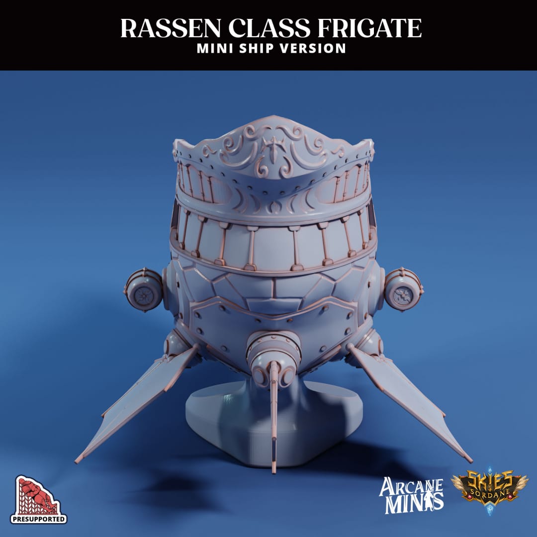 3D Printed Sordane Publishing Arcane Minis Mini Ship - Rassen Assault Frigate 28 32mm D&D - 3D Printing Boss